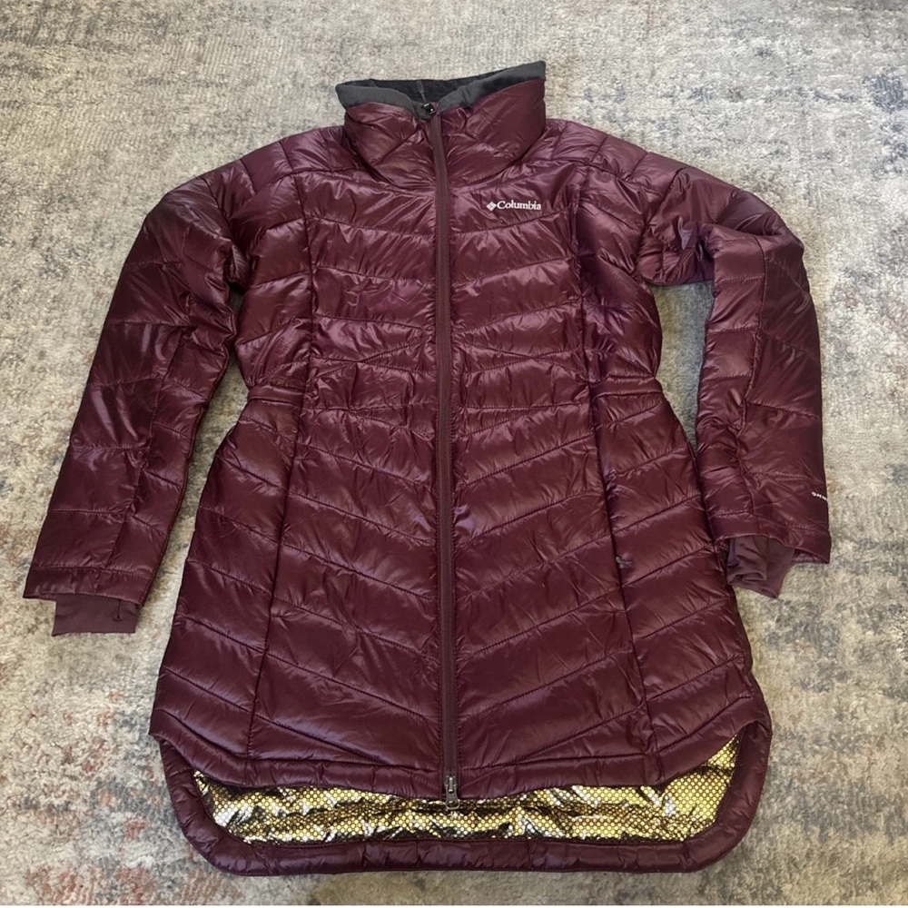 Columbia Women's Burgundy Puffer Joy Peak Lux Mid Jacket XS